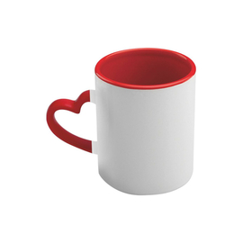 Tazza manico cuore e interno rosso