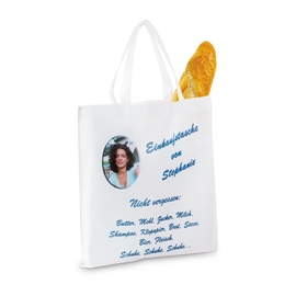 Borsa shopping  in tessuto  poliestere bianca 