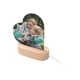 Lampada in plexiglas cuore ,base legno